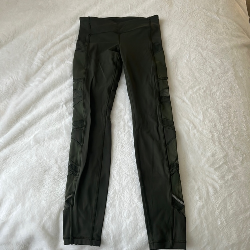 lululemon army green leggings size 4